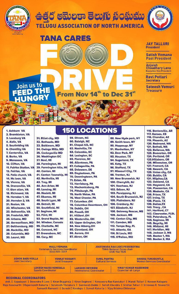TANA Cares Food Drive from Nov 14 to Dec 31