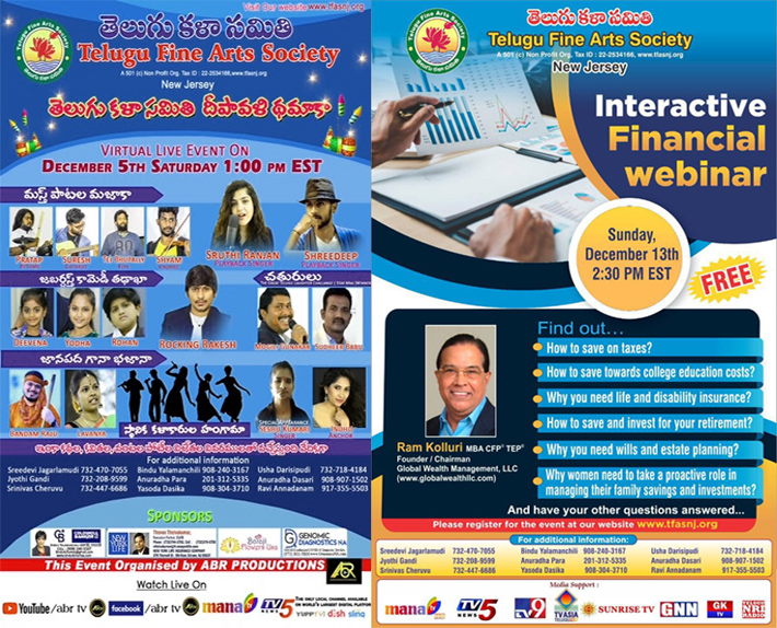 TFAS Deepavali event on Dec 5th and Financial Webinar on Dec 13th