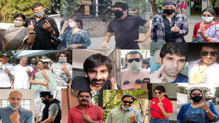 జీహెచ్ఎంసీ ఎన్నికల్లో ఓటు హక్కును వినియోగించుకున్న సినీ ప్రముఖులు