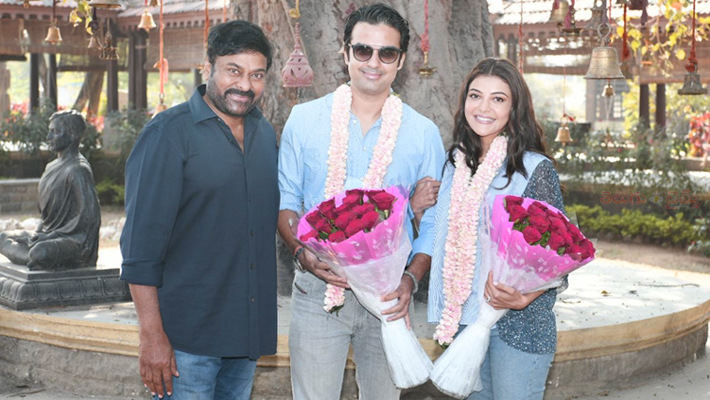 Kajal Aggarwal and Gautam Kitchlu at Acharya Set
