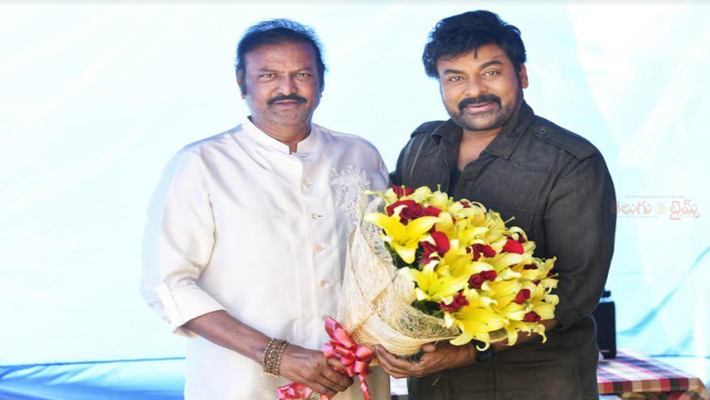 ‘ఆచార్య’ సెట్లో చిరంజీవిని స్నేహపూర్వకంగా కలిసిన మోహన్ బాబు