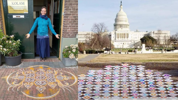 ప్రమాణ స్వీకారంలో ముగ్గుల తోరణం