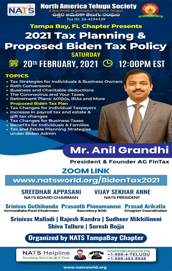 NATS Event: 2021 Tax Planning & Proposed Biden Tax Policy On Feb 20