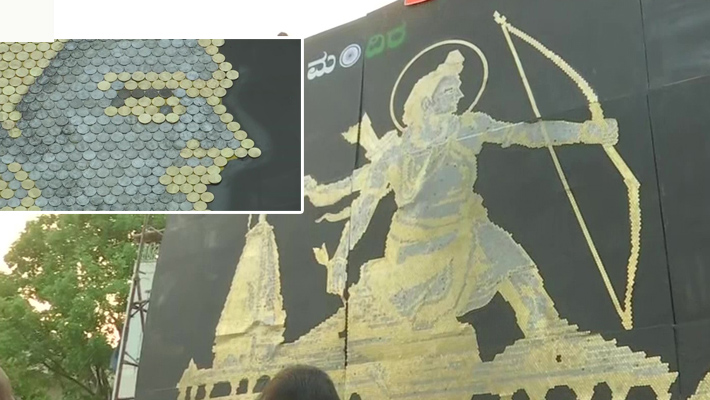 60 వేల నాణేలతో రామమందిరం నమూనా