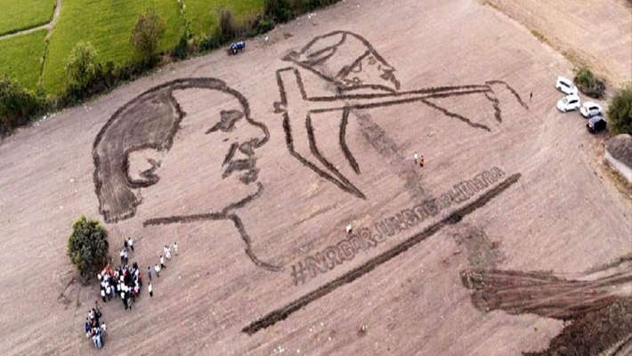 సీఎం  కేసీఆర్‍పై అభిమానంతో…నాగళ్లతో భారీ చిత్రం