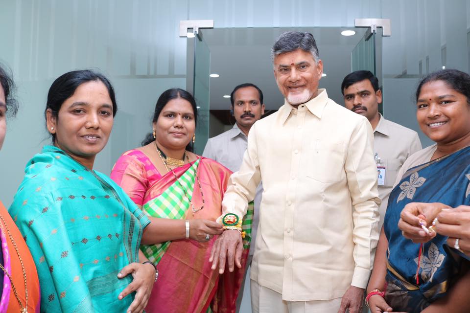 Ministers Tie Rakhi to CM Chandrababu