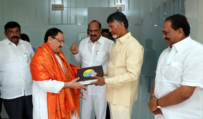 Union Minister Jp Nadda Meets Ap Cm 