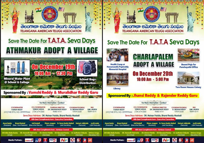 T.A.T.A  Seva Days in Telangana, India and USA