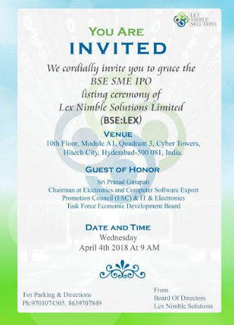Lex Nimble Solutions Ltd S Successfully Completes Ipo On Bse Sme Platform 