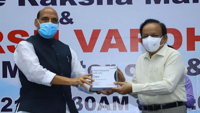 2డీజీ ఔషధం విడుదల చేసిన  రాజ్‍నాథ్‍ సింగ్‍