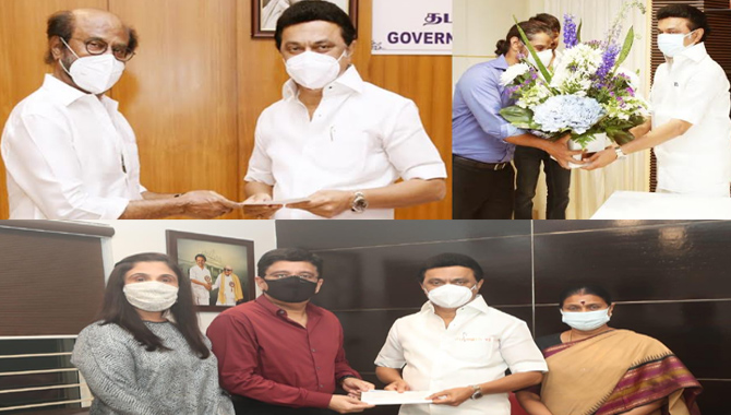 తమిళనాడు రాష్ట్ర ప్రభుత్వానికి విరాళాల వెల్లువ : రజినీకాంత్ 50, చియాన్ విక్రమ్ 30 లక్షల విరాళం