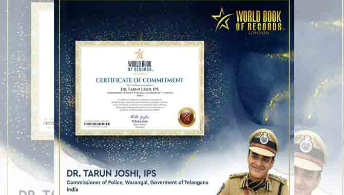 వరల్డ్ బుక్‍ ఆఫ్‍ రికార్డ్సులో..  వరంగల్ పోలీసులకు
