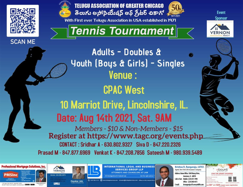 TAGC Tennis Tournament on Aug 14th