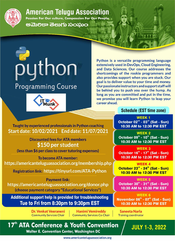 ATA – Python Coaching starting from 2 Feb 2021