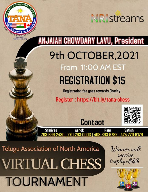 TANA Virtual Chess Tournament on Oct 9