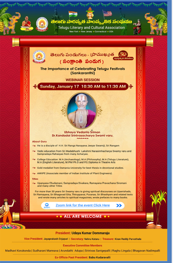 The Importance of Celebrating Telugu Festivals (Sankranti) Webinar on Jan 17
