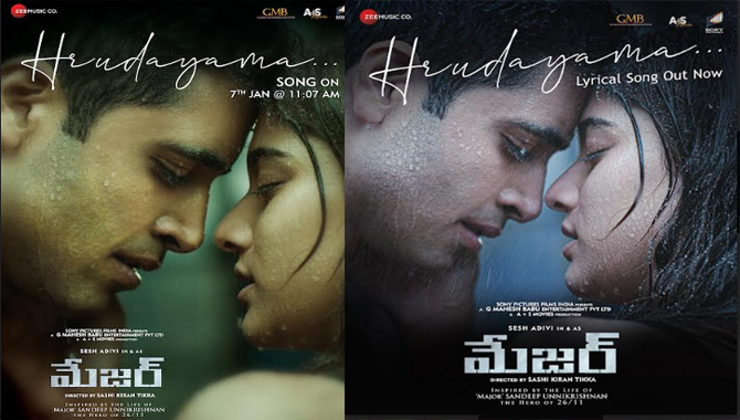 మహేష్ బాబు, దుల్కర్ సల్మాన్ రిలీజ్ చేసిన అడివి శేష్ ‘మేజర్’ ఫస్ట్ సింగిల్ ‘ హృదయమా ’