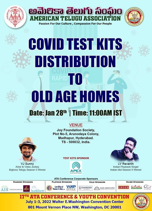 ATA Covid Test Kits Distribution to Old Age Homes