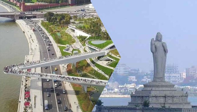 హుస్సేన్ సాగర్ లో వేలాడే వంతెనలు