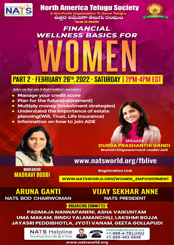 NATS Financial wellness basics for Women on Feb 26th