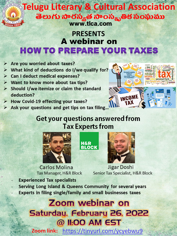 TLCA Presents a Webinar on “How To Prepare Your Taxes”