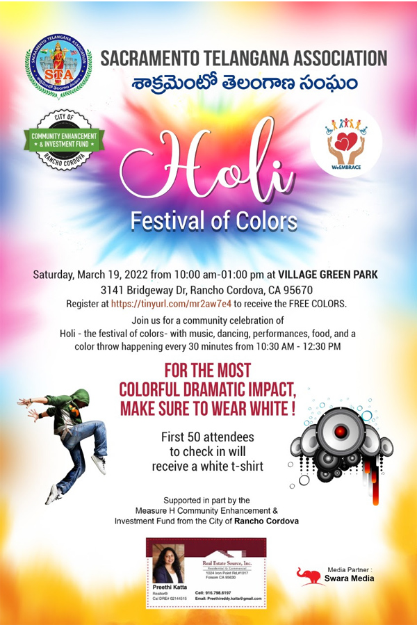 STA – Festival of Colors-Holi on March 19, 2022
