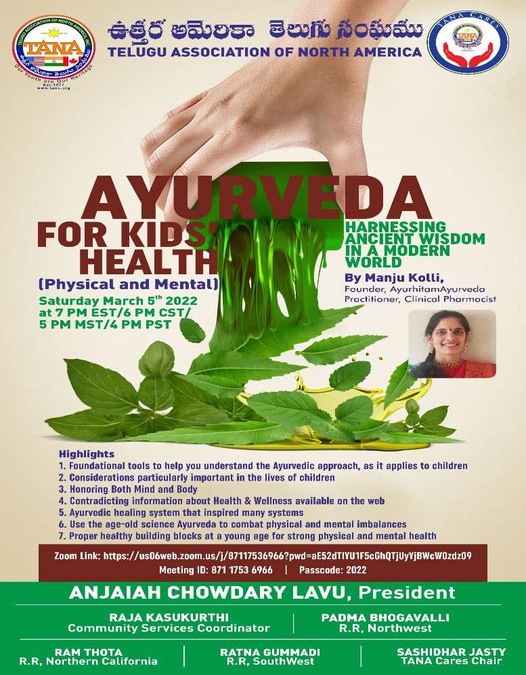TANA Webinar on “Ayurveda for Kids Health”
