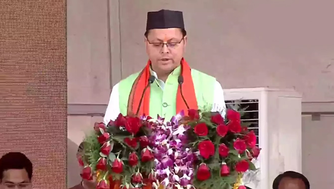 ఉత్తరాఖండ్ ముఖ్యమంత్రిగా పుష్కర్ సింగ్ ధామీ ప్రమాణ స్వీకారం