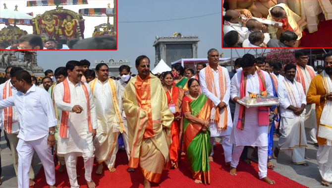 యాదాద్రిలో కన్నుల పండువగా శోభయాత్ర