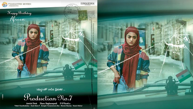 దుల్కర్ సల్మాన్, హను రాఘవపూడి కాంబినేషన్ లో స్వప్న సినిమా ప్రొడక్షన్ నెం 7 లో రష్మిక మందన్న లుక్