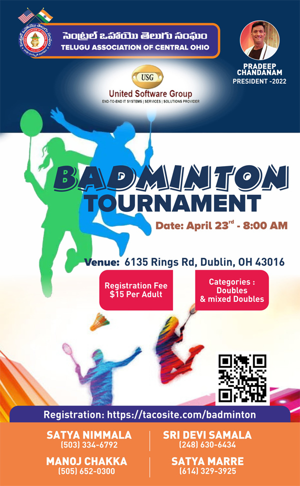TACO Badminton Tournament on Apr 23