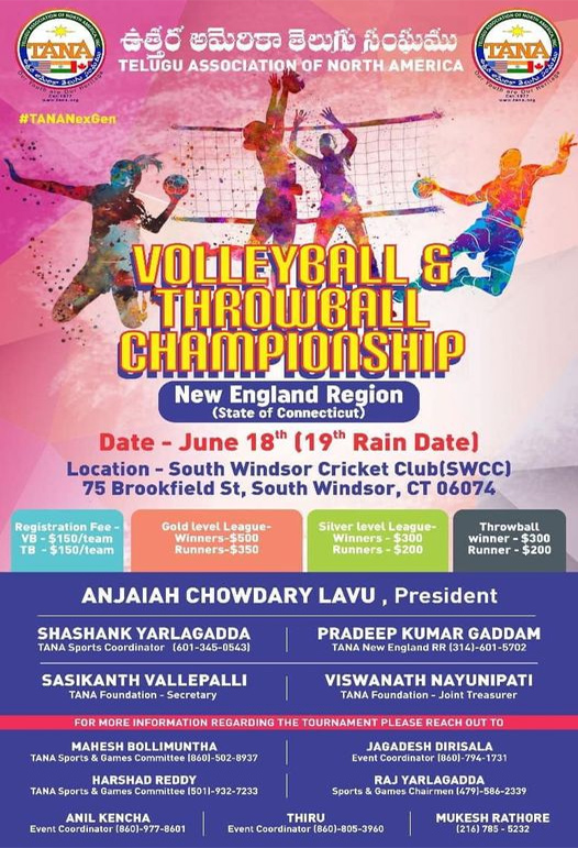 TANA New England to host Volleyball & Throwball Tournament