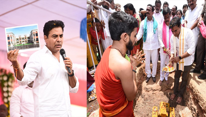 కోనాపూర్ లో నూతన ప్రభుత్వ పాఠశాల భవనానికి మంత్రి కేటీఆర్ శంకుస్థాపన