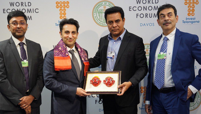 దావోస్‌లో మంత్రి కేటీఆర్‌ తో అధార్ పునావాలా భేటీ