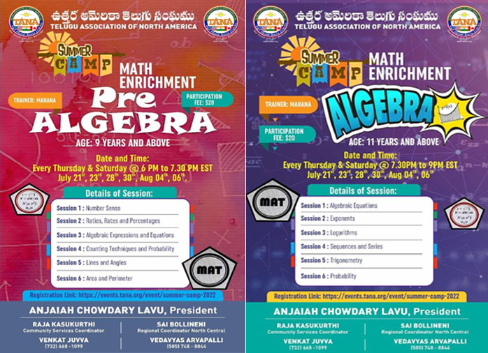 TANA Summer Math Enrichment PreAlgebra & Algebra