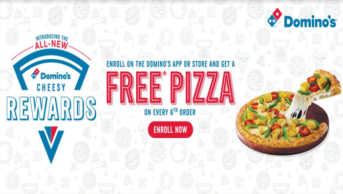 డొమినోస్ చీజీ రివార్డ్స్ ప్రోగ్రాంలో భాగంగా పిజ్జా ప్రియులకు ఉచిత పిజ్జాను రివార్డుగా అందజేస్తుంది