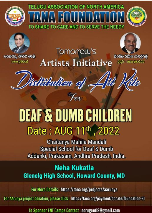 TANA Distribution of Art Kits for Deaf & Dumb Children