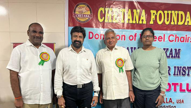 Potluri Ravi Donated Wheelchairs to Basavatharakam Hospital