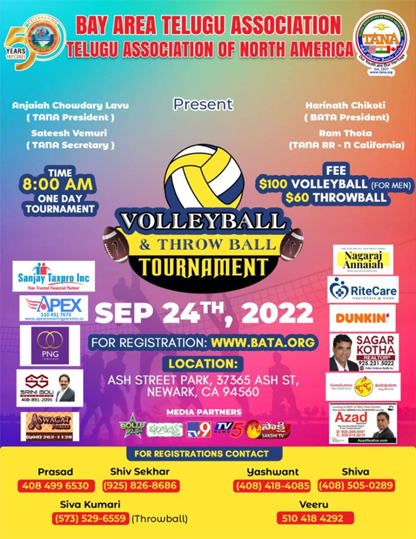 BATA, TANA Present Volleyball & Throw Ball Tournament on Sept 24