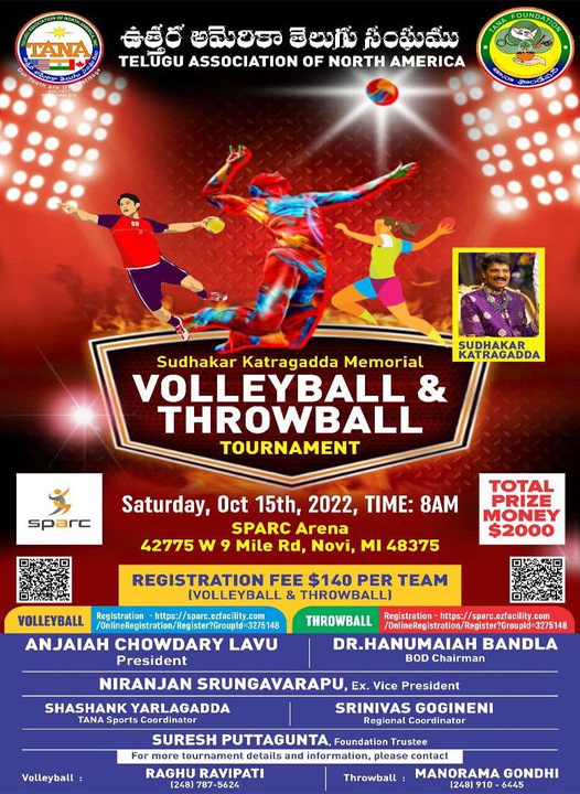 TANA Volleyball & Throwball Tournament on Oct 15