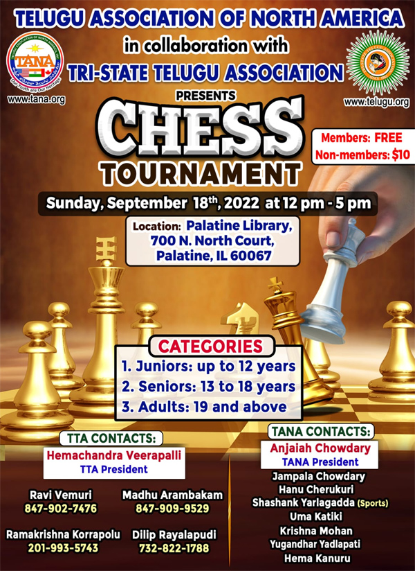 Tri-Estate Telugu Association Chess Tournament 2022