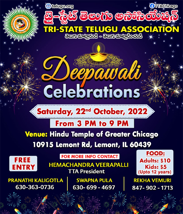 Tri-State Telugu Association Deepavali Celebrations on Oct 22