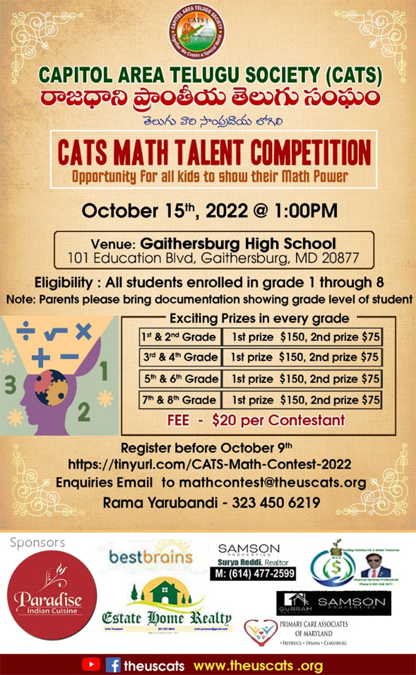 CATS Math Talent Competition on Oct 15
