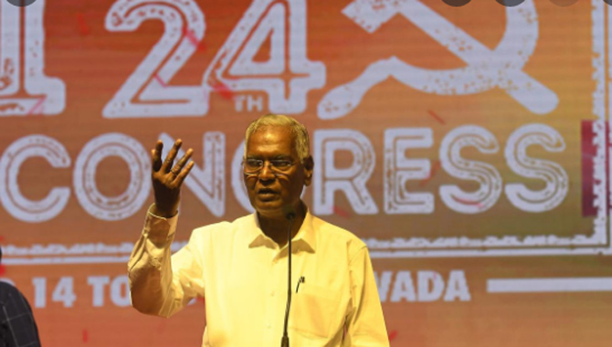 సీపీఐ జాతీయ ప్రధాన కార్యదర్శిగా రెండోసారి డీ రాజాకు పట్టం
