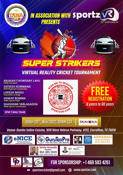 TANA Super Strikers VR Cricket Tournament in Dallas
