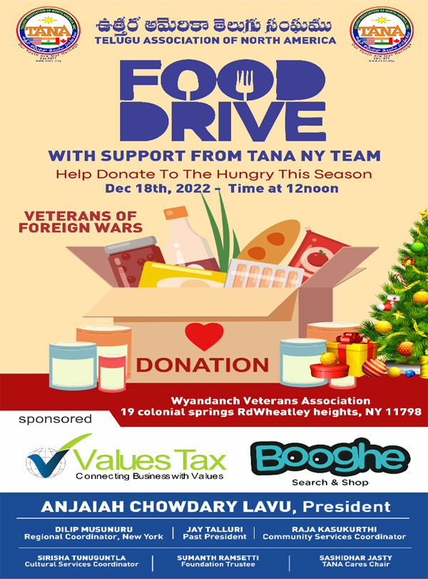 TANA NY will be organizing Food Drive on Dec 18