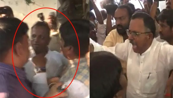 గాంధీభవన్‌లో గందరగోళం.. దిగ్విజయ్ ముందే నేతల బాహాబాహి