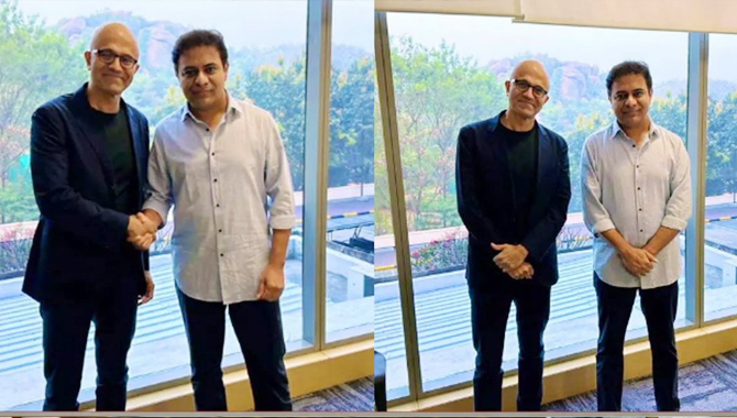 కేటీఆర్, సత్య నాదెళ్ళతో బిర్యానీ చర్చ కేటీఆర్, సత్య నాదెళ్ళతో బిర్యానీ చర్చ