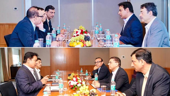 పారిశ్రామిక దిగ్గజాలతో కేటీఆర్ పారిశ్రామిక దిగ్గజాలతో కేటీఆర్