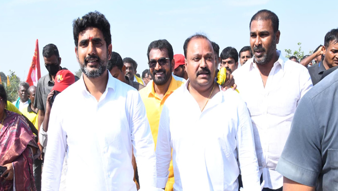 నారా లోకేశ్ తో కలిసి పాదయాత్ర చేసిన తానా మాజీ అధ్యక్షుడు సతీష్ వేమన